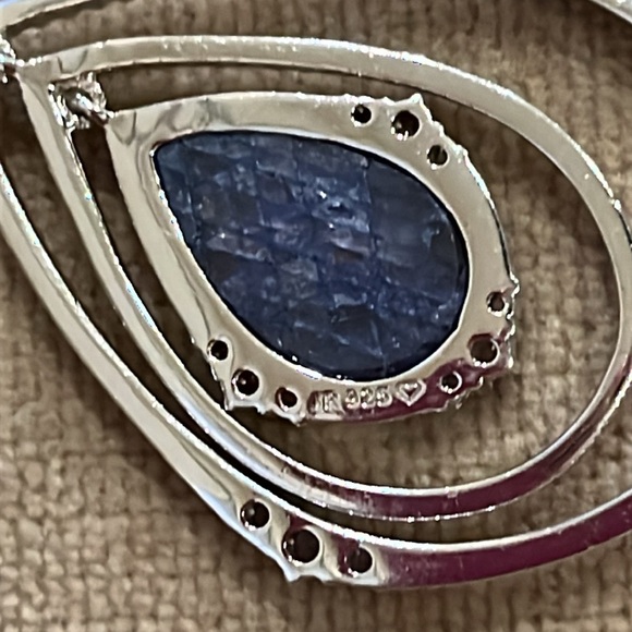 Judith Ripka Sterling Silver Opaque Blue Saphire & White Saphire Enhancer - Picture 6 of 10
